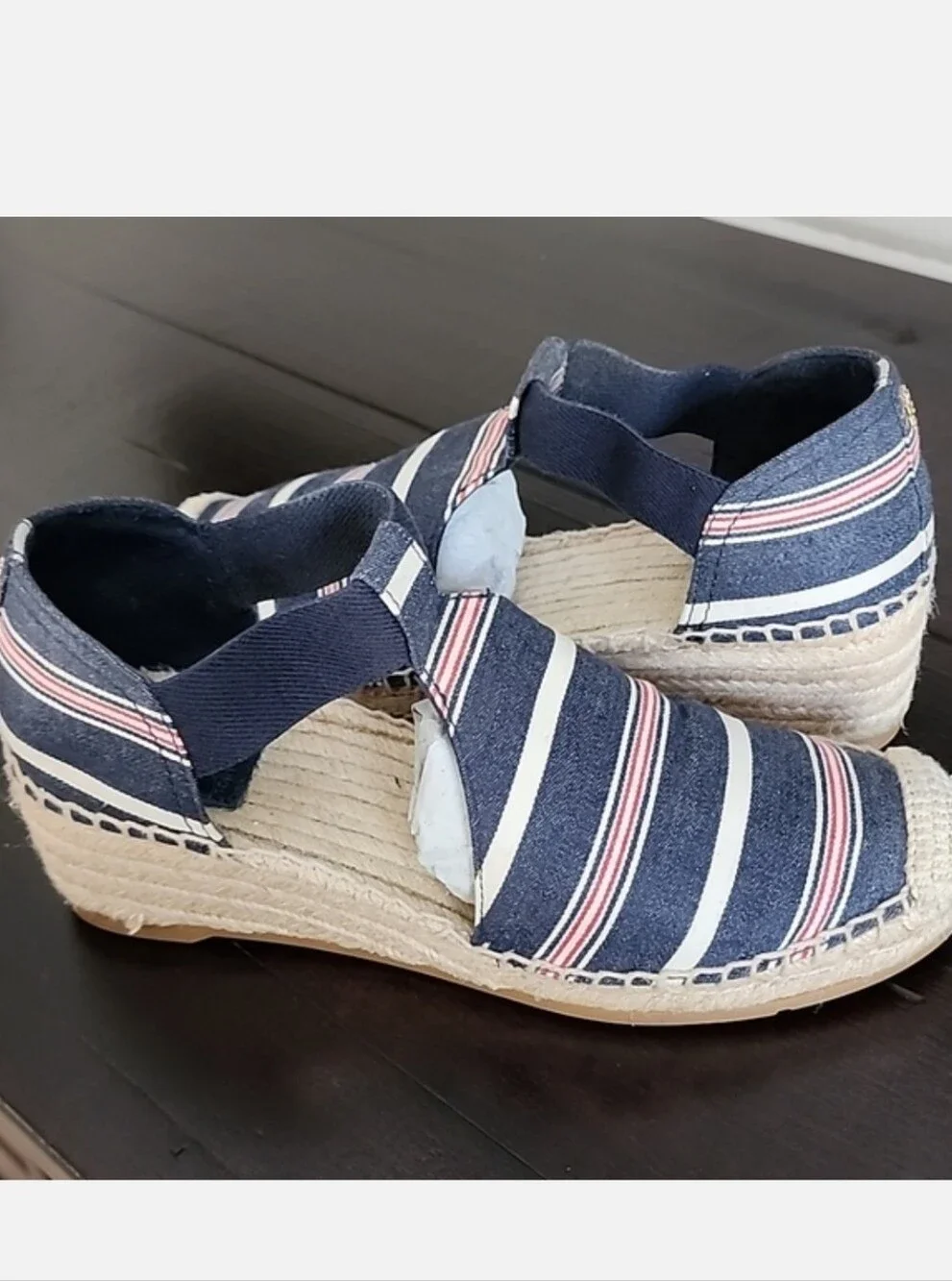 Tory Burch Catalina 3 50mm Espadrille Striped Canvas/Elastic Size 8